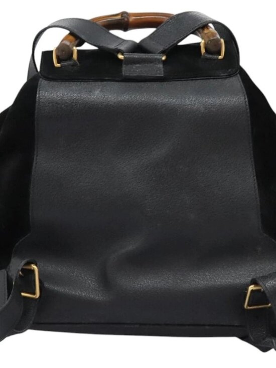 GUCCI Bamboo Backpack Suede Leather Black Gold 003 58 0016 Auth nb144 main image 10
